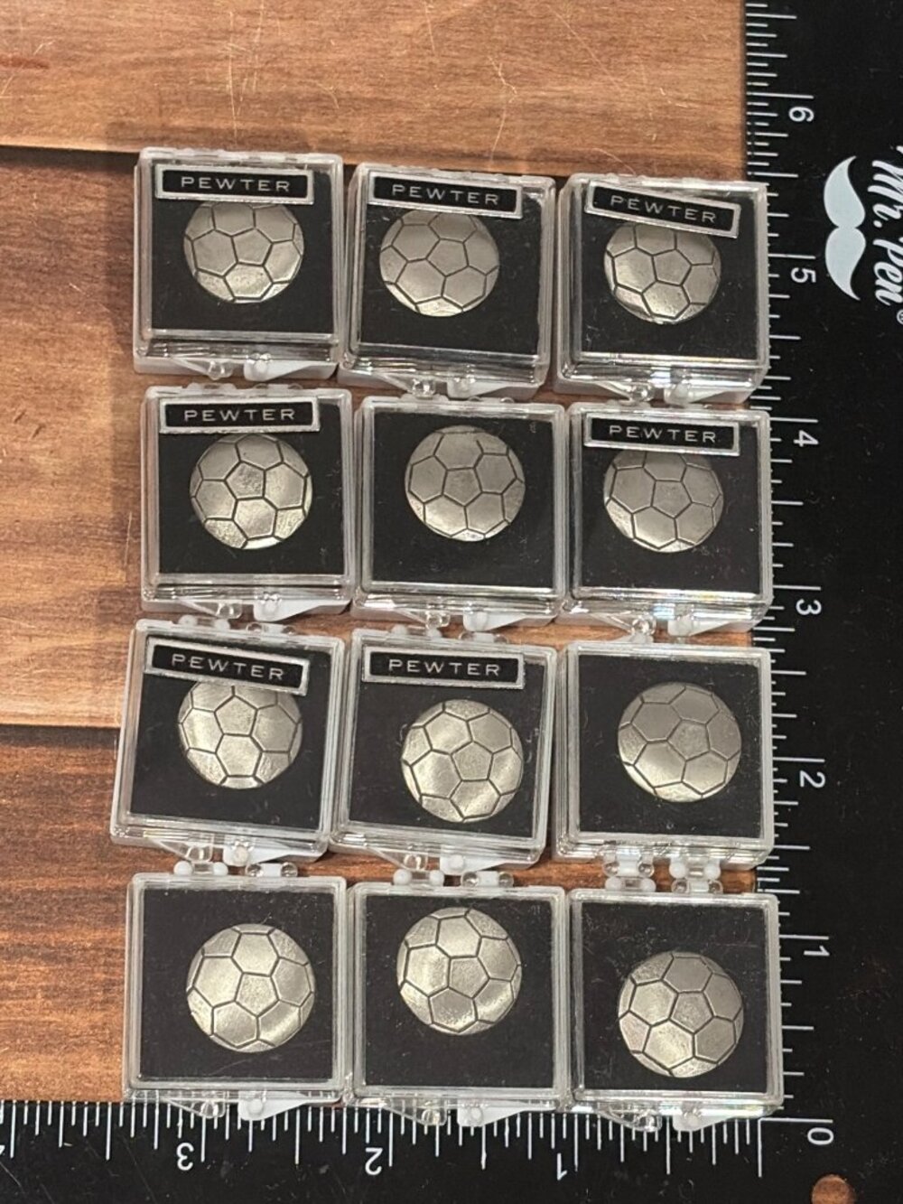 Lot of 12 HB Pewter Soccer Ball Tie Tacks Lapel Pins in Cases GIFT AWARD FIFA